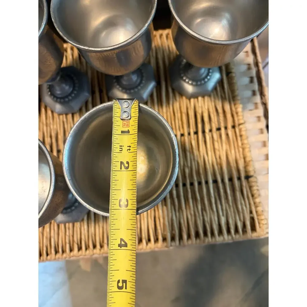 Vintage Liberty Craft India Pewter Goblets Set of 6 Octagon Base 6.5